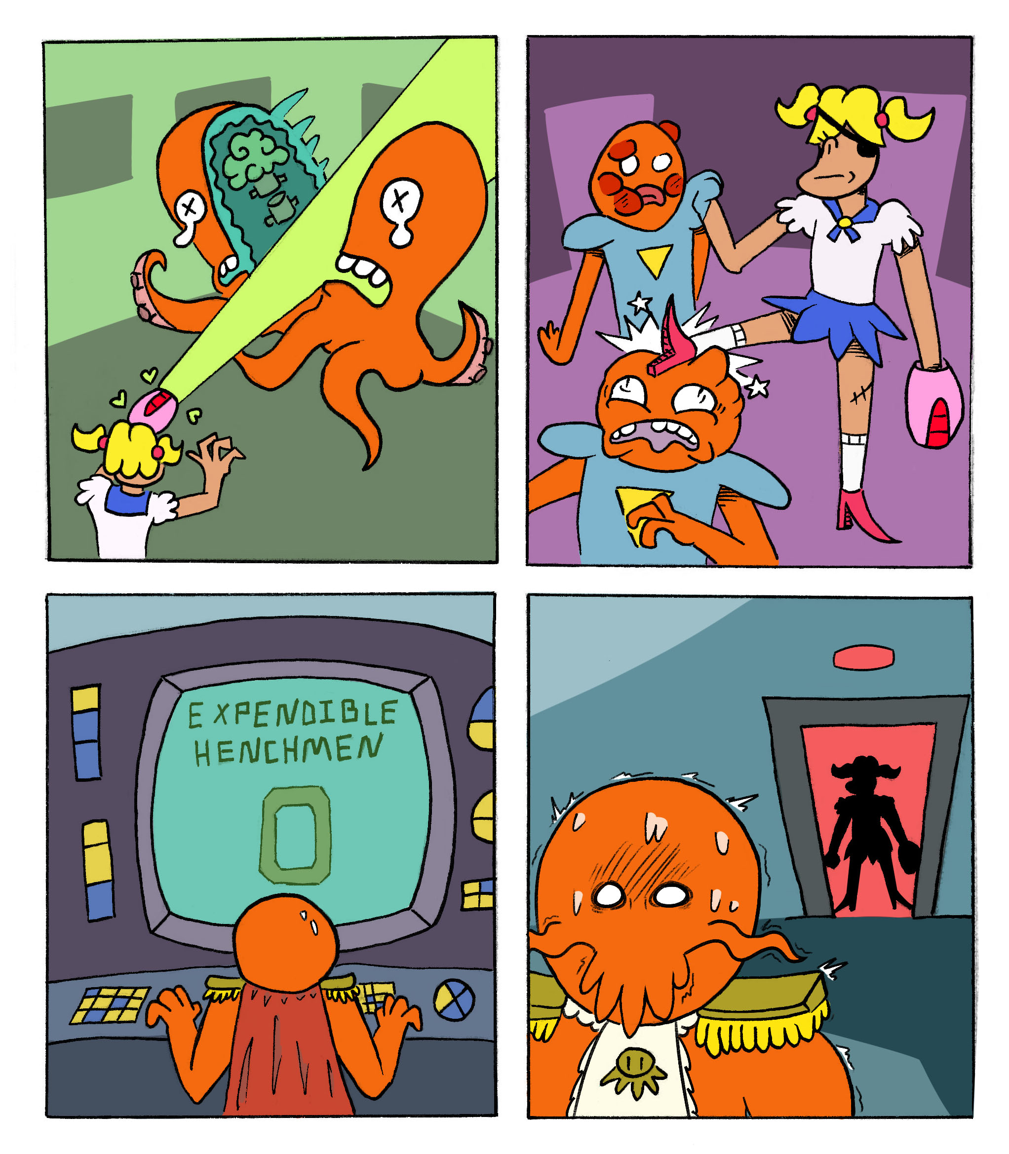 You think he's got some weird octopus porn on that big computer?